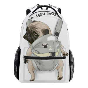 ALAZA Pug Dog Print Backpack Tampak Depan