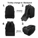 AMBOR Carry On Rolling Backpack Back View
