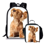 Amzbeauty Dog Print Backpack with Lunch Bag Front View