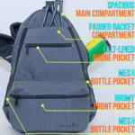 Athletico Compact City Tennis Backpack Front Detail View