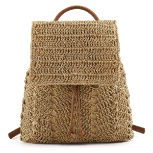 Ayliss Womens Straw Beach Backpack Front View
