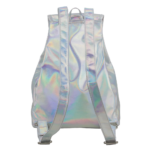BJX Iridescent Silver Holographic Flap Backpack - Back View