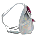 BJX Iridescent Silver Holographic Flap Backpack - Side View 2