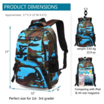 BLUEFAIRY Camo Boys Backpack Dimension View