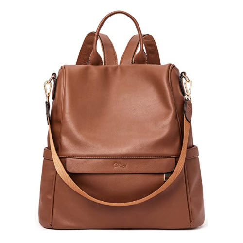Cluci Womens Leather Backpack Front View