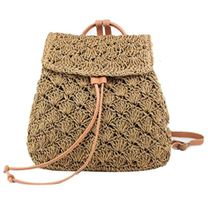 Donalworld Women Straw Backpack Front View