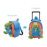 Funday Dinosaur Kids Backpack with Wheels Side View