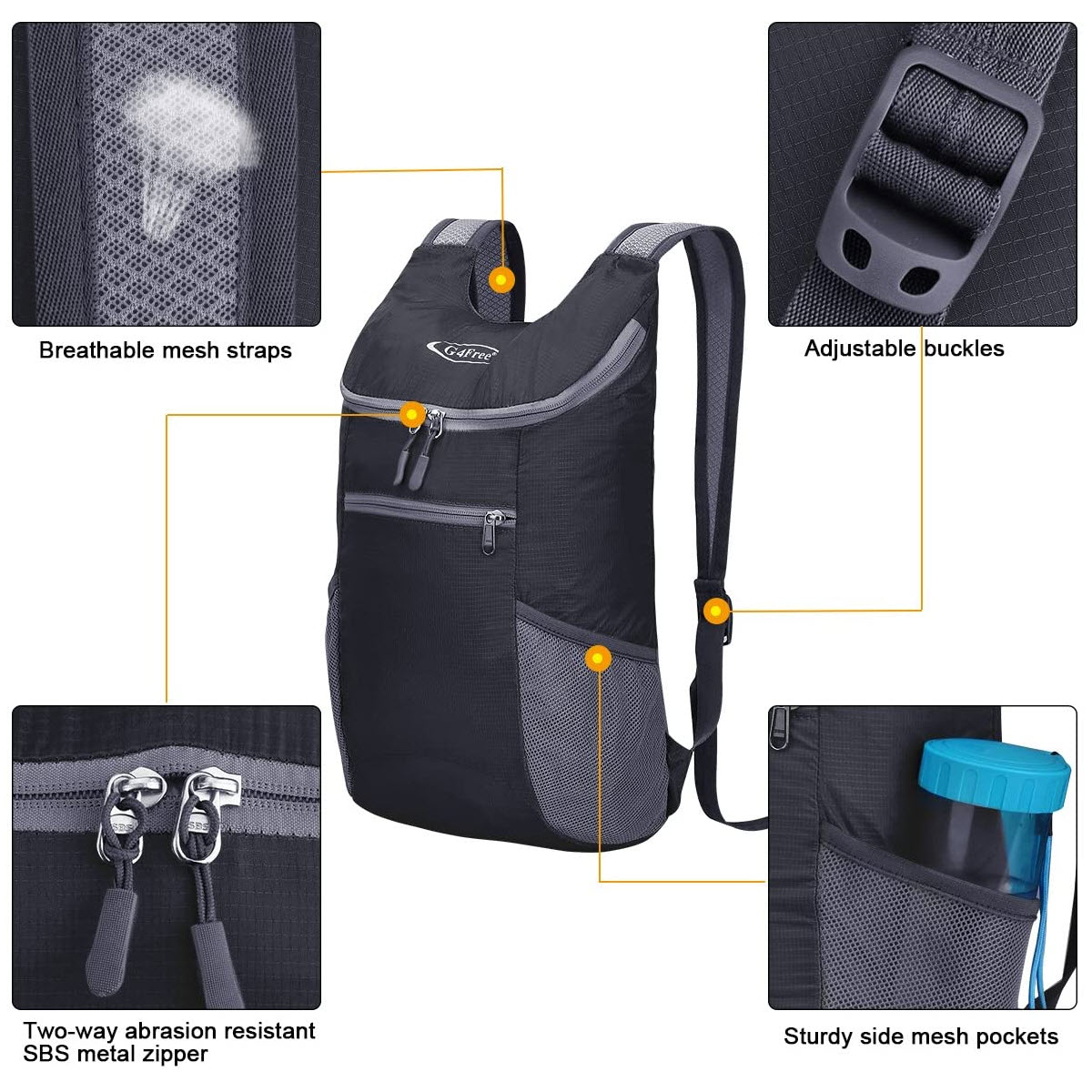 Details about   G4Free Ultra Lightweight Small Rucksack Foldable Backpack Packable Rucksack 11L 
