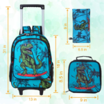 GXTVO Dinosaur Rolling Backpack Set Dimension View