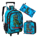 GXTVO Dinosaur Rolling Backpack Set Front View