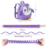JIANBAO Penguin Toddler Backpacks with Leash Dimension View