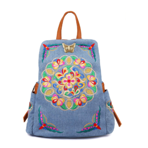 Jursccu Womens Floral Embroidery Backpack