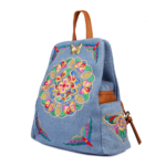 Jursccu Womens Floral Embroidery Backpack Side View