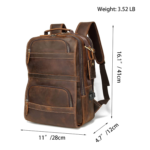 Lannsyne Vintage Genuine Leather Backpack Dimension View