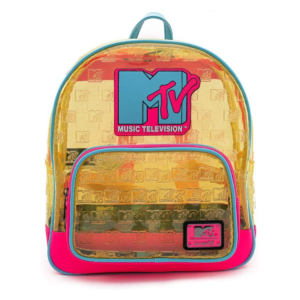 Loungefly MTV Mini-Rucksack aus transparentem Neon-PVC, Vorderansicht