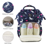 MIGER Unicorn Diaper Bag Backpack Front Pocket View