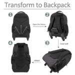 Matein Business Travel Rolling Backpack Back View