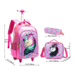 Meetbelify 3Pcs Rolling Backpack Dimension View