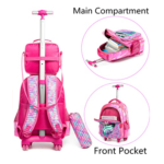 Meetbelify 3Pcs Rolling Backpack Pocket View