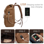 Modoker Canvas Leather Laptop Backpack Charger View