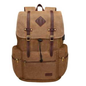Modoker Canvas Leather Laptop Backpack Front View