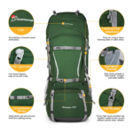 Mountaintop 70L Internal Frame Hiking Backpack Front Detail View