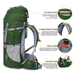 Mountaintop 70L Internal Frame Hiking Backpack Side View