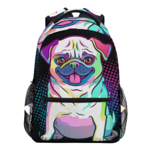 Senya Pug Dog Pop Art Style Backpack Front View
