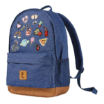 Staples Dalton Denim Backpack with Patches Side View