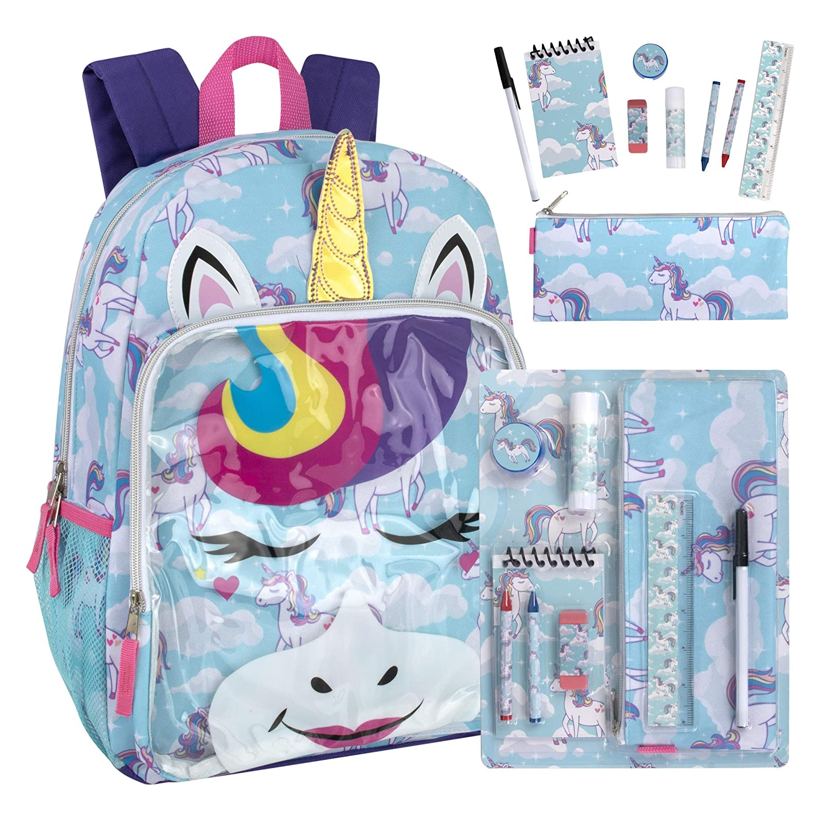Trail Maker Girls Unicorn Backpack Front View