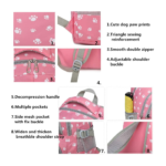 VIDOSCLA Dog Paw Prints Backpack Detail View