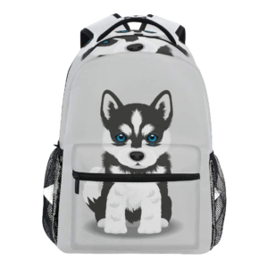 Wamika Siberian Husky Design Backpack Front View