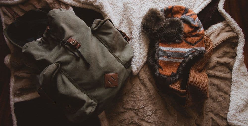 Backpack and Knit Cap