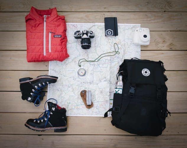 Flatlay of Backpack and Contents