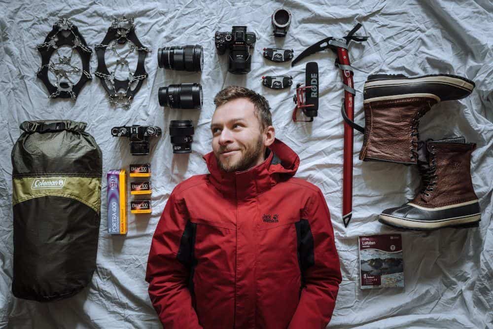 Man with Camping Gear