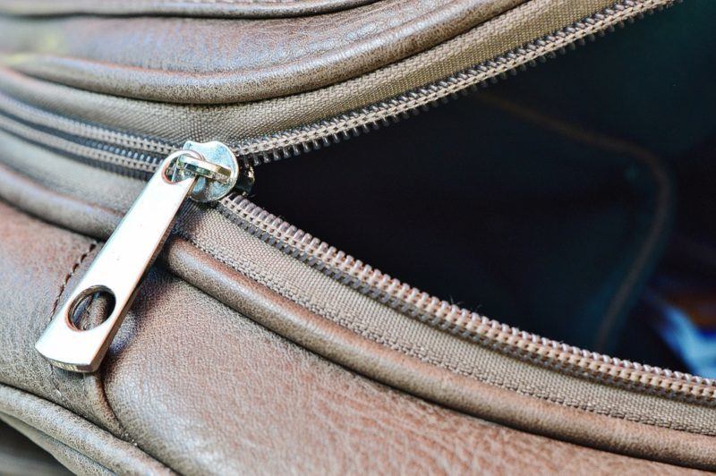 Zipper on a backpack