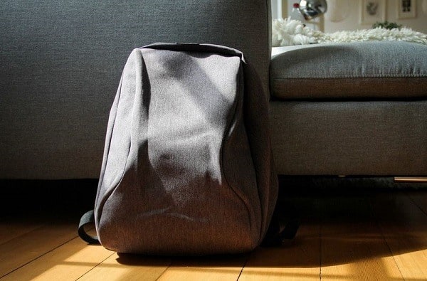 Backpack on the floor.