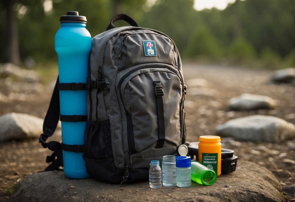backpack with water bottles